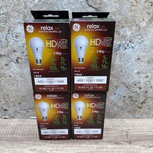 Lot Of 4 GE Relax LED A19 Light Bulb HD Light 3- Way 5w 11w 16w Soft White